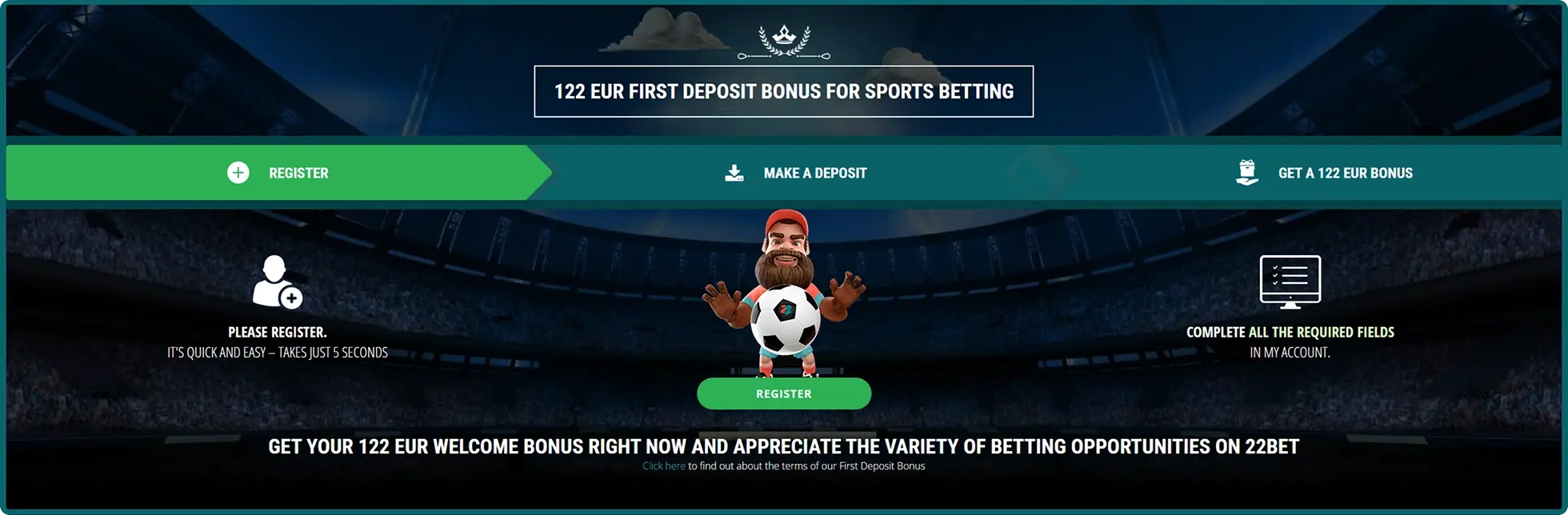22Bet Sign Up and Get a Bonus 22Bet Sign Up and Get a Bonus
